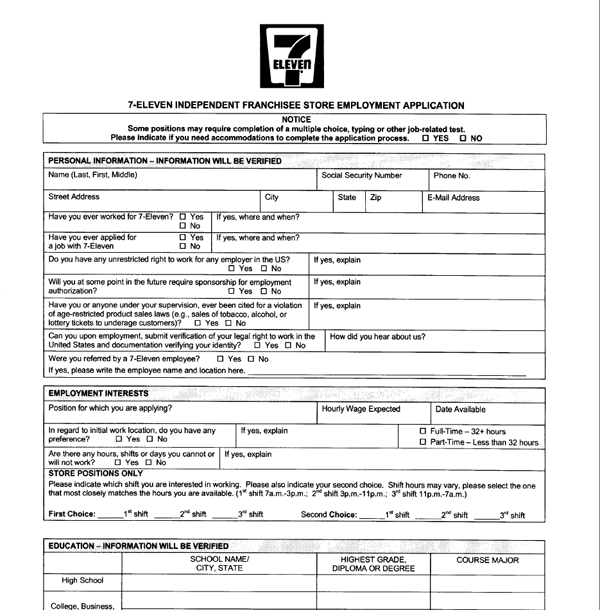 7 Eleven Application Pdf Print Out