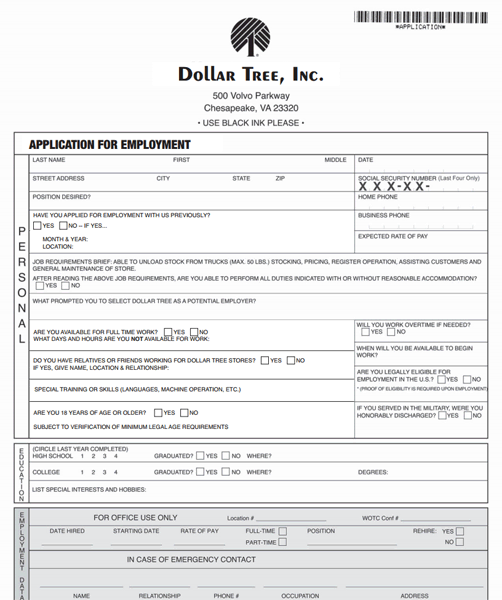 Dollar Tree Printable Application