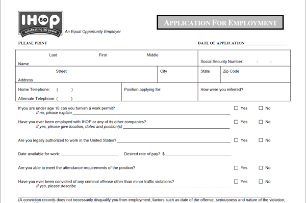 IHOP pdf application