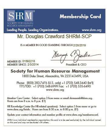 Doug Crawford's SHRM Membership Card Picture