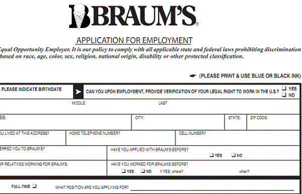 Braums Ice Cream and Dairy Store pdf application