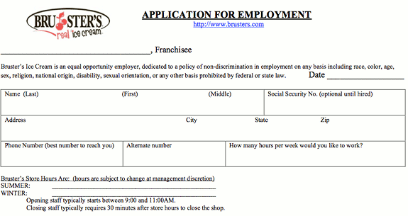 Brusters Job Application Pdf Benefits of Printing out the Bruster's Ice Cream Application