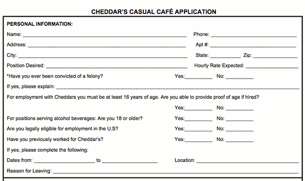 Cheddar's Casual Cafe pdf application