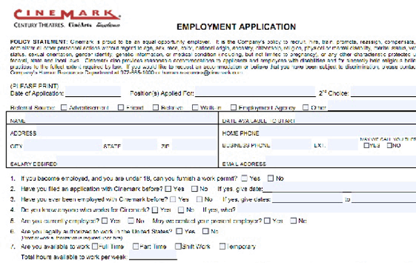 Century Theaters Job Application Online