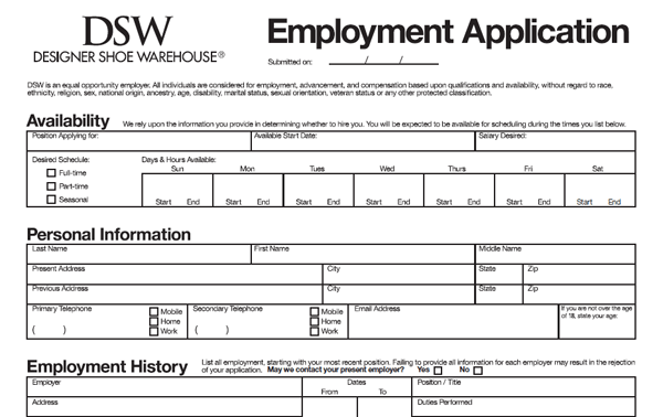 DSW pdf application