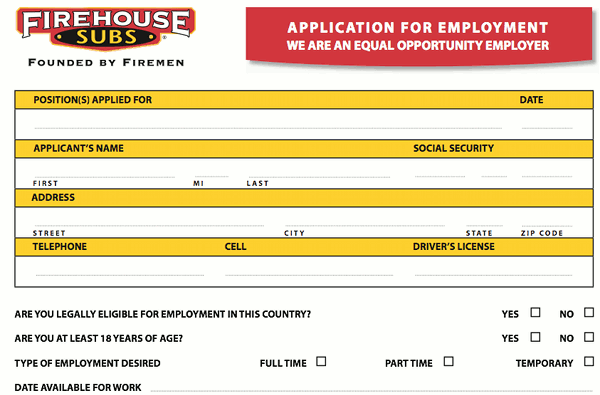Firehouse Subs pdf application
