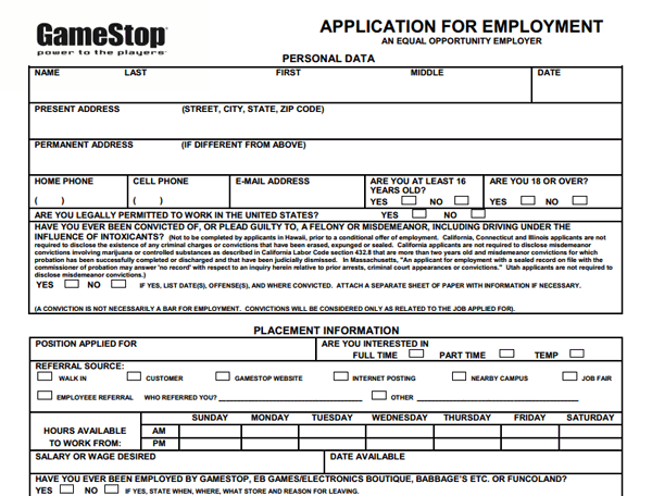 Apply for a job at gamestop online