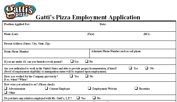 Gattis Pizza pdf application