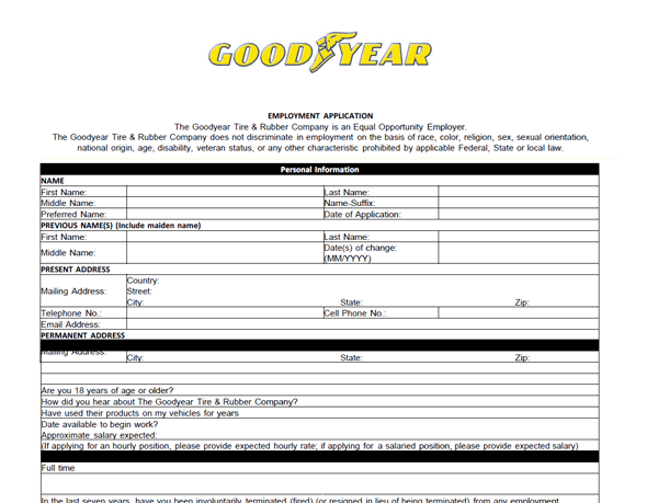 Goodyear pdf application