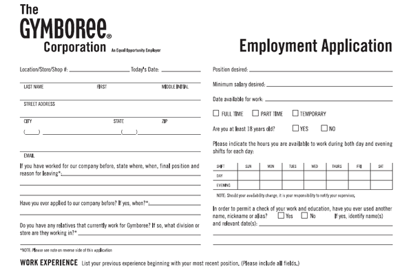 Availability Chart Job Application