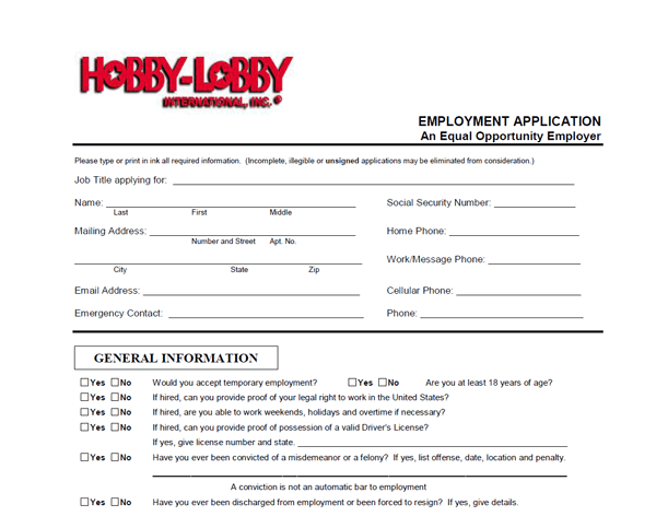 Hobby Lobby pdf application