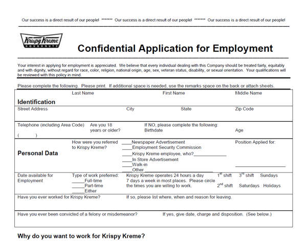 Krispy Kreme pdf application