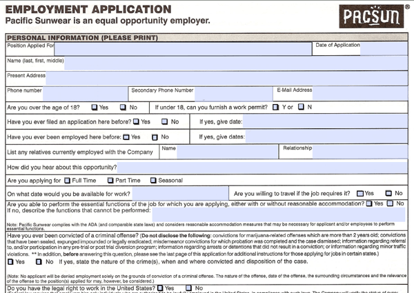 PacSun pdf application