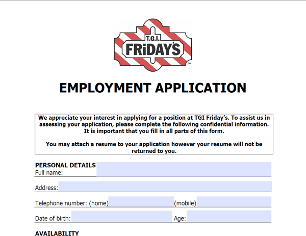 Tgi Fridays Online Job Application