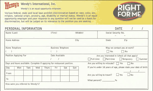 Wendys Application Form Pdf Canada, Wendys Pdf Application, Wendys Application Form Pdf Canada