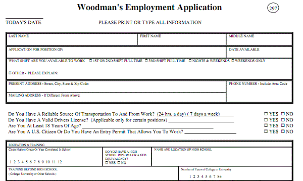 Woodman's Market pdf application