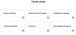 career areas selection
